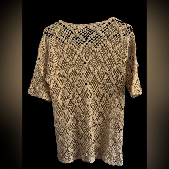 Handmade Crochet Knit Button Short Sleeve BOHO Cardigan Size Medium - Picture 6 of 13